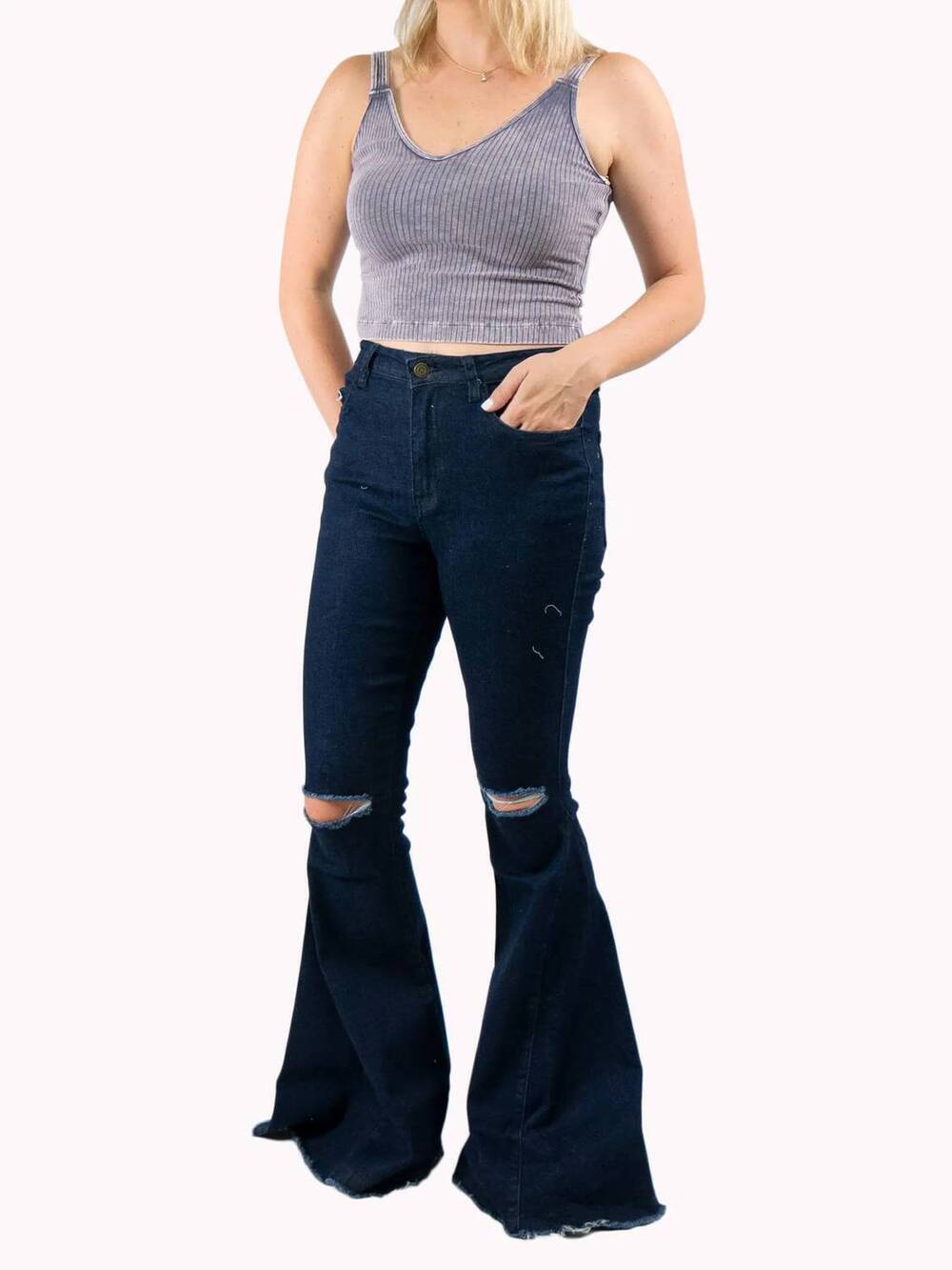 NEW SAINTS & HEARTS distressed hem denim jeans in blue